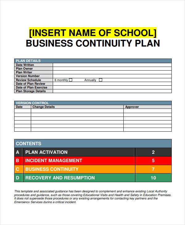 10 Business Continuity Plan Templates PDF Word