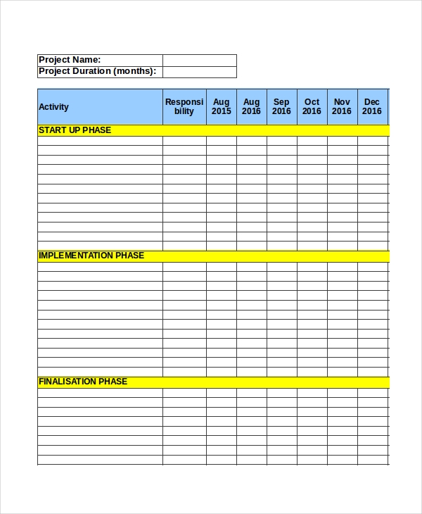 simple project plan template excel free download