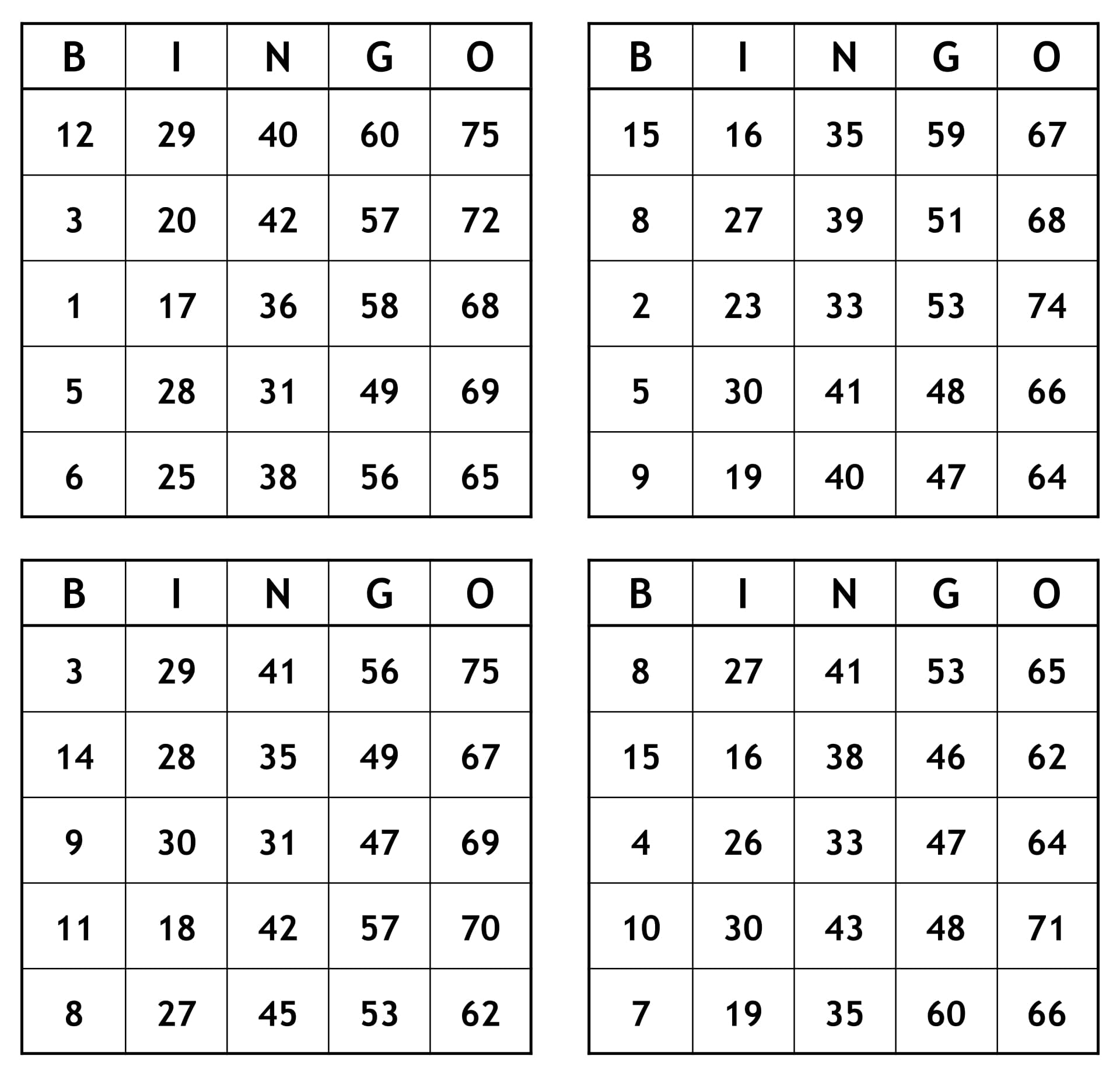 free printable bingo cards with pictures