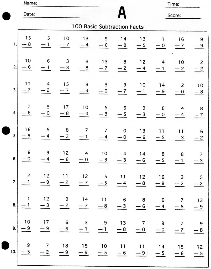 free math facts games printable