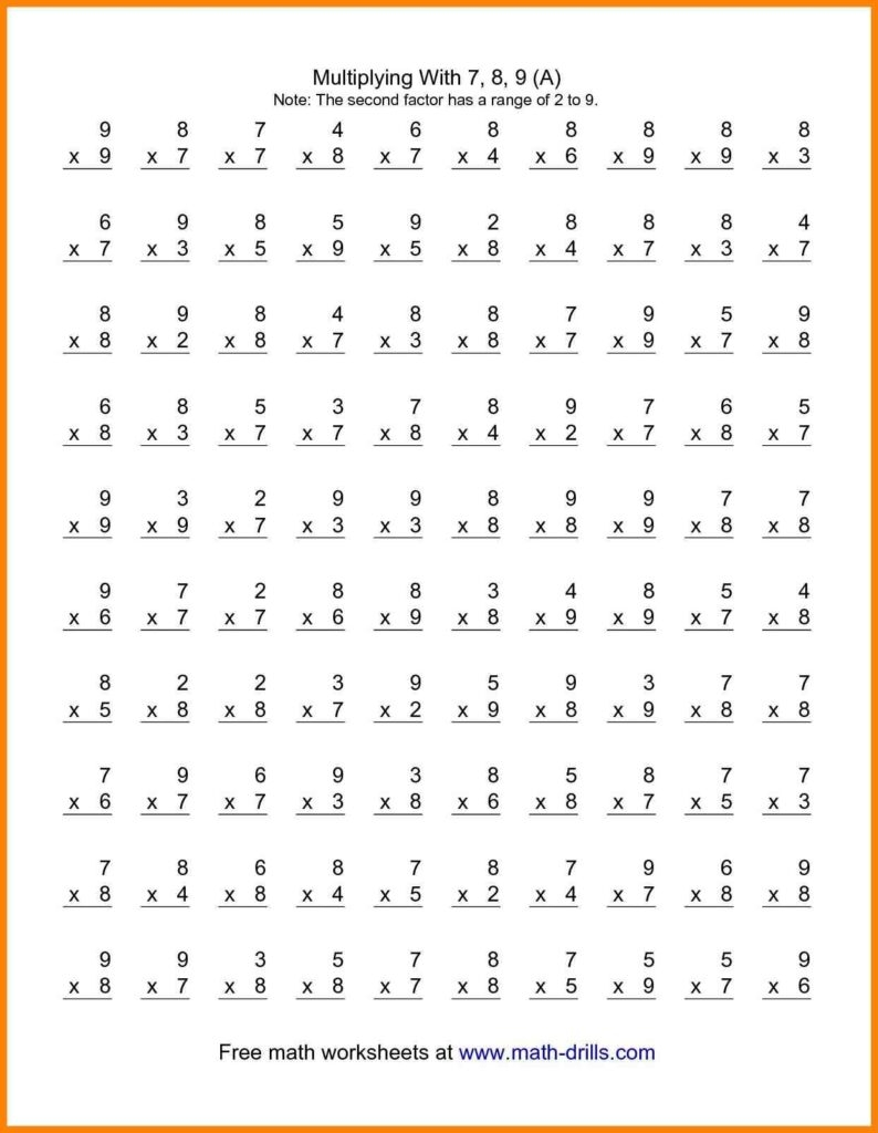 100 Math Facts Printable Worksheets Printable Worksheets