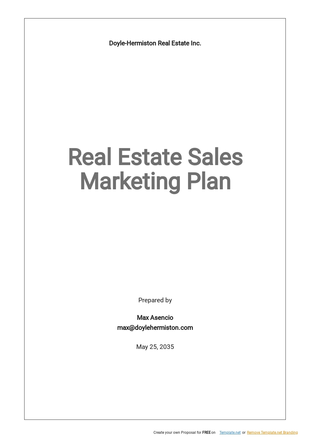 real estate marketing plan template