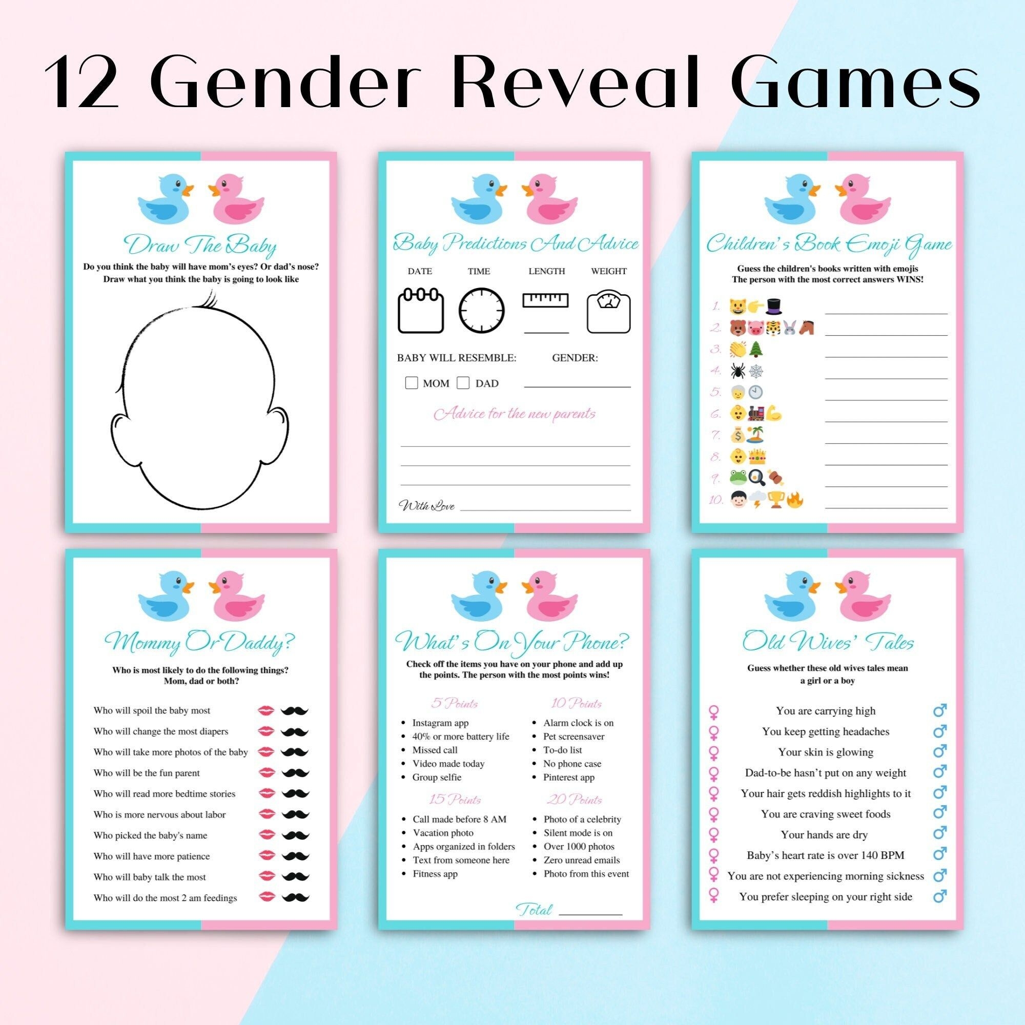 12 Printable Waddle It Be Gender Reveal Games Duck Gender Reveal Game
