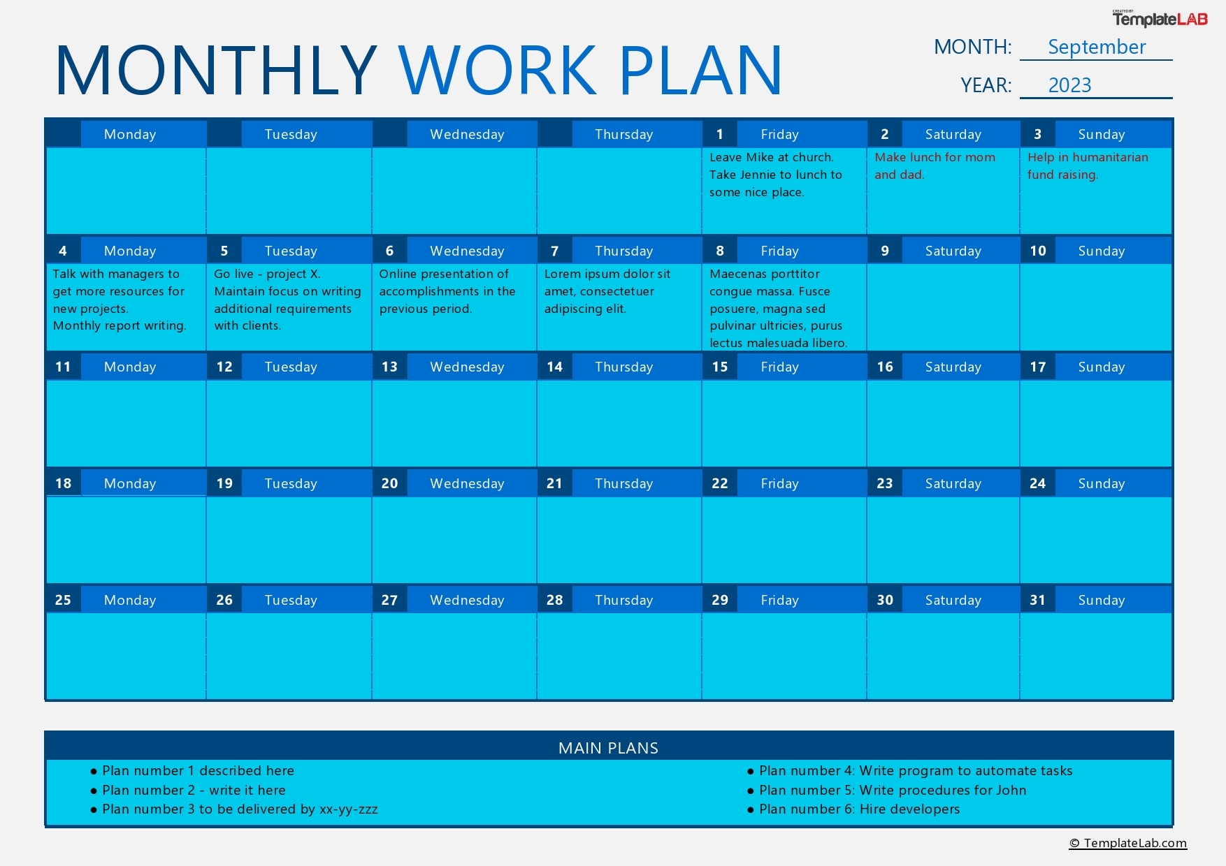 15 Great Work Plan Templates Samples Excel Word 