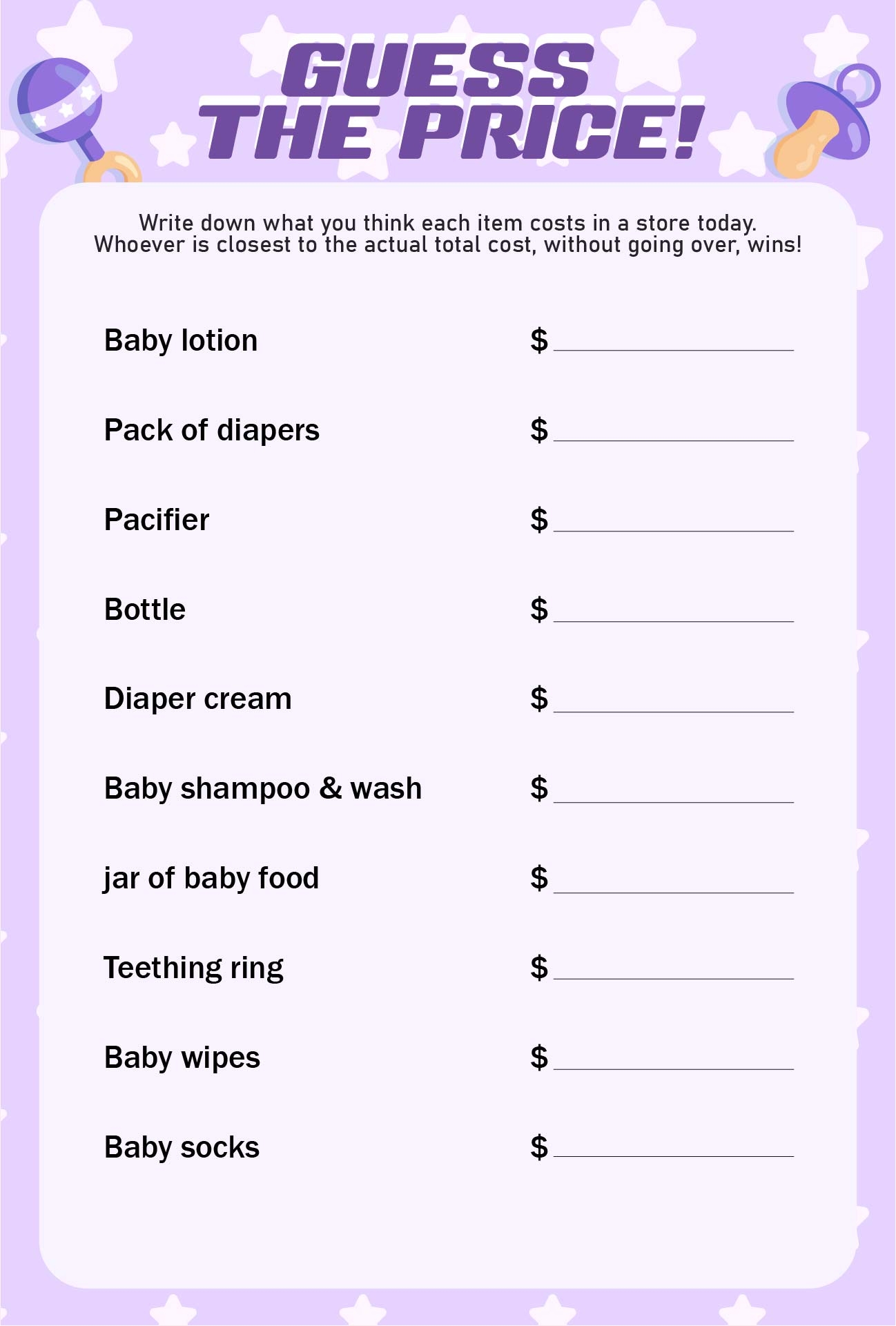 15 Printable Baby Shower Games Free Printable Baby Shower Games 
