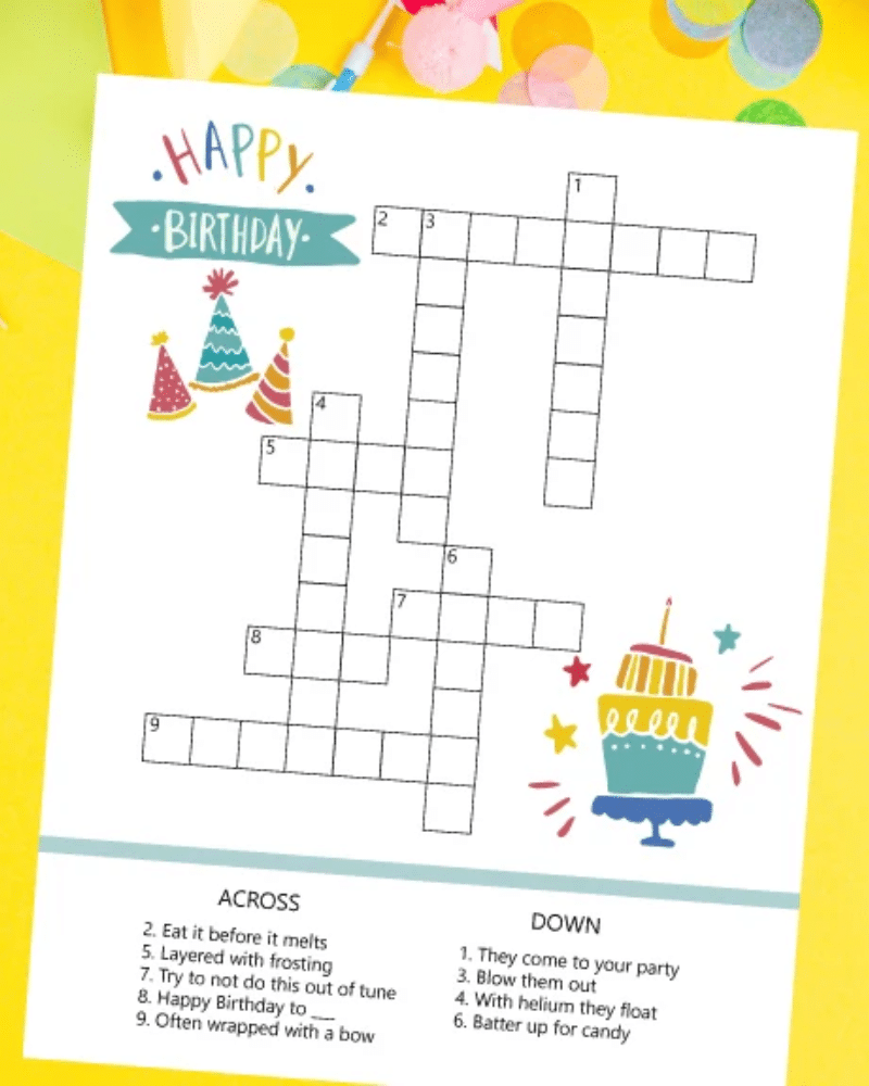 free printable birthday activities