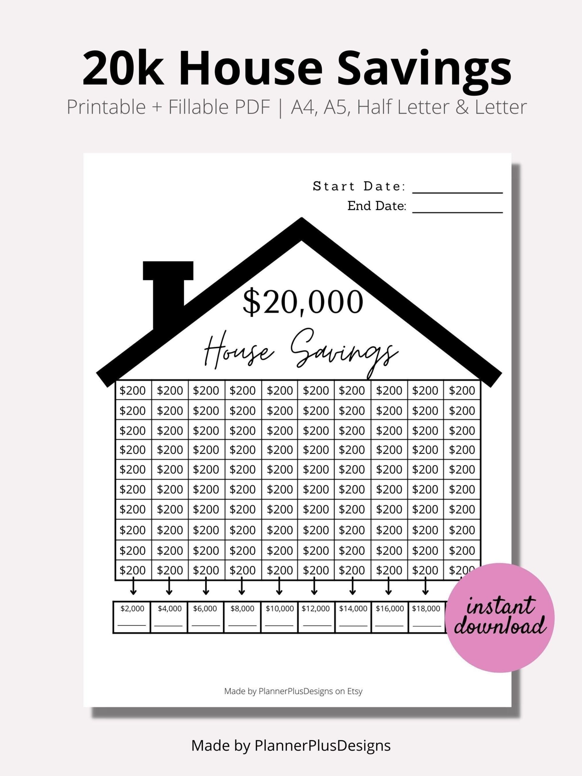 20 000 House Savings House Savings House Savings Tracker 20k New 