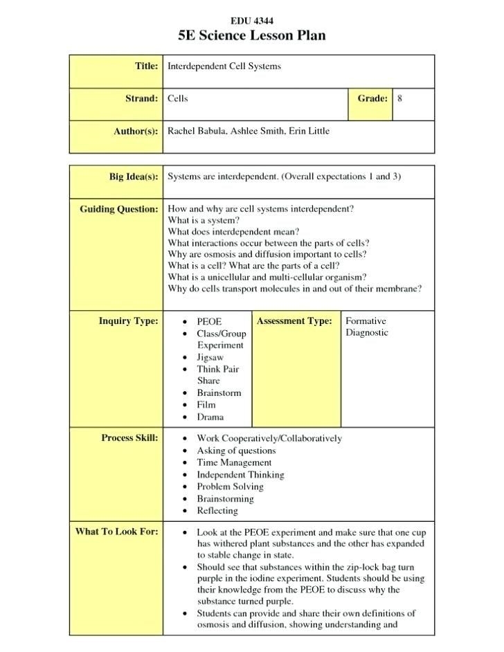 20 Lesson Plans Template Elementary Simple Template Design