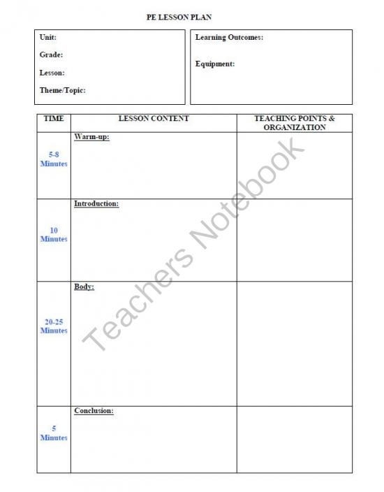 20 Phys Ed Lesson Plan Template