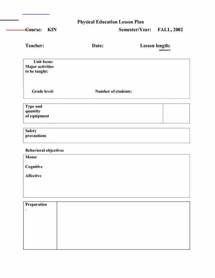 phys ed lesson plan template