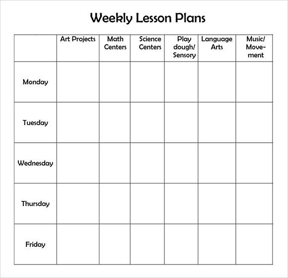 20 Preschool Blank Lesson Plan Template