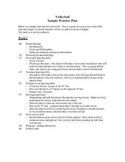 20 Volleyball Practice Plan Template