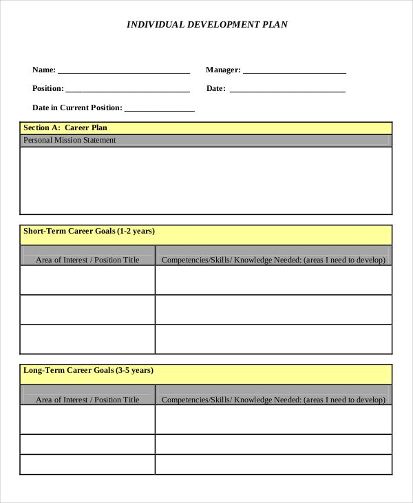23 Individual Development Plan Templates Free Sample Example Format 