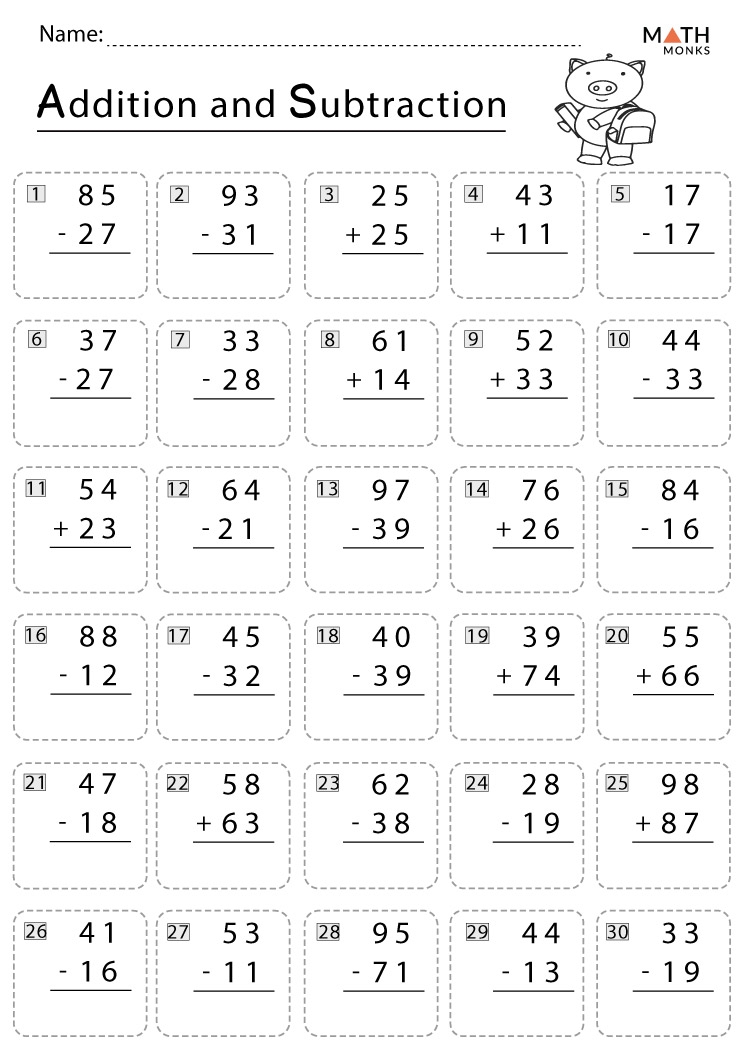 2nd grade math worksheets subtraction