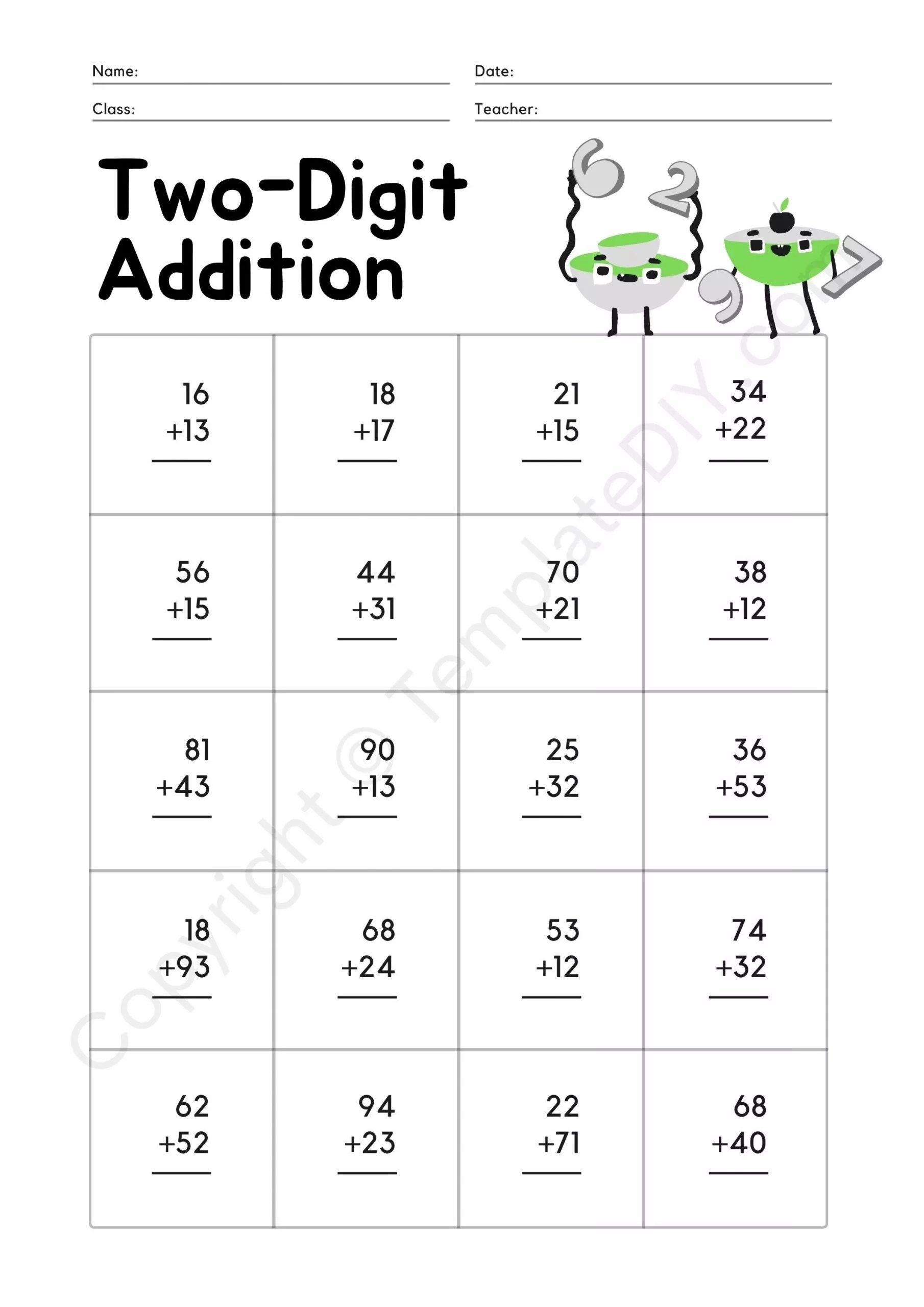 2nd Grade Math Worksheets Template Blank Printable PDF 2nd Grade Math