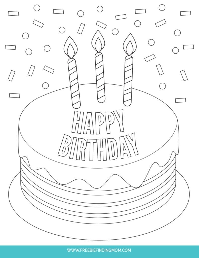 3 Free Printable Birthday Cake Coloring Pages
