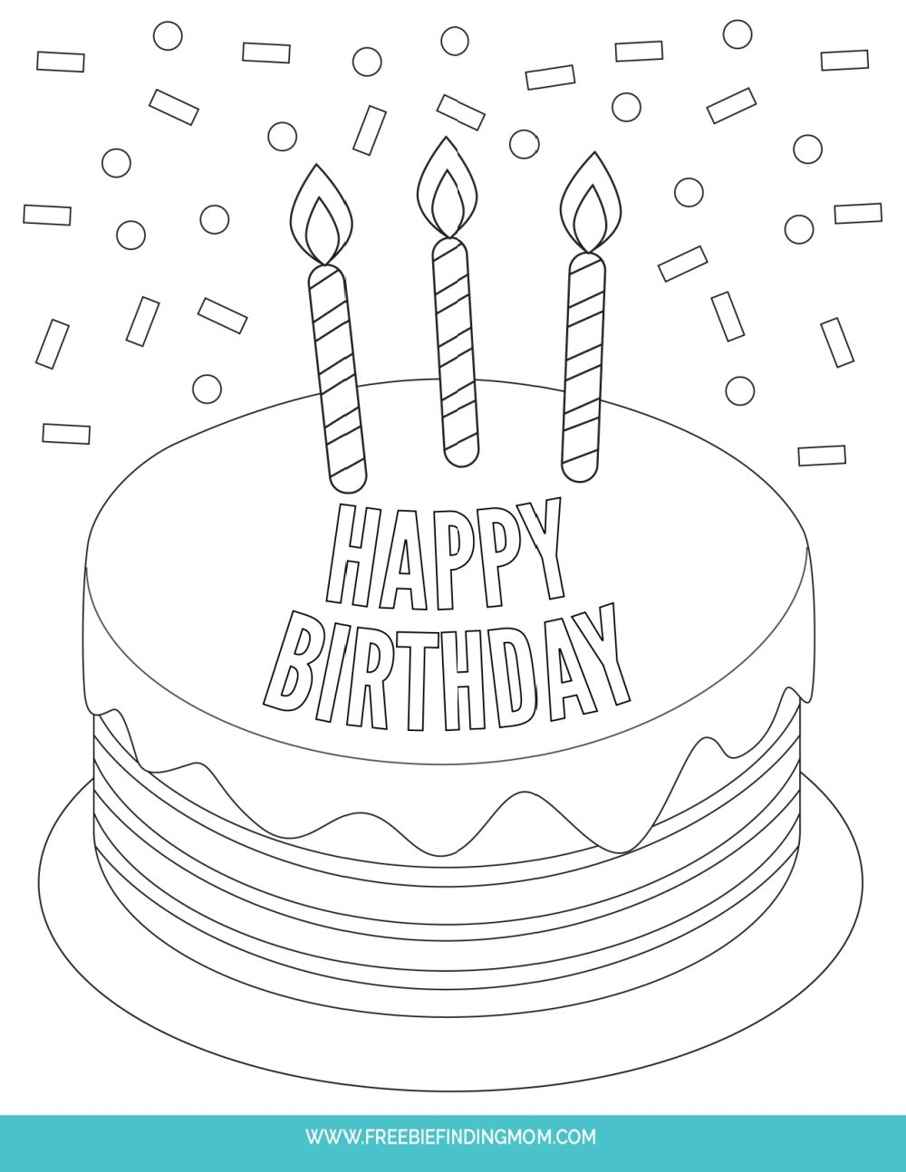 3 Free Printable Birthday Cake Coloring Pages