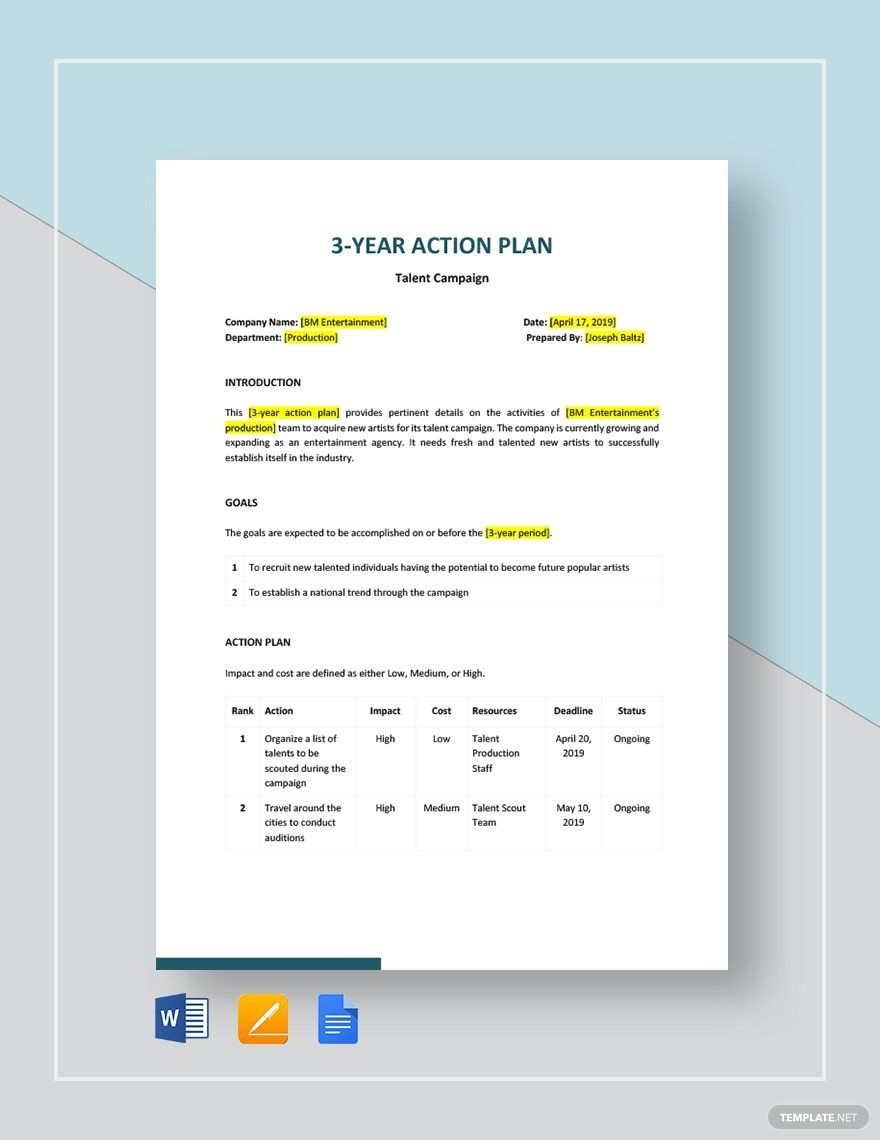 3 Year Plan Templates In Word FREE Download Template
