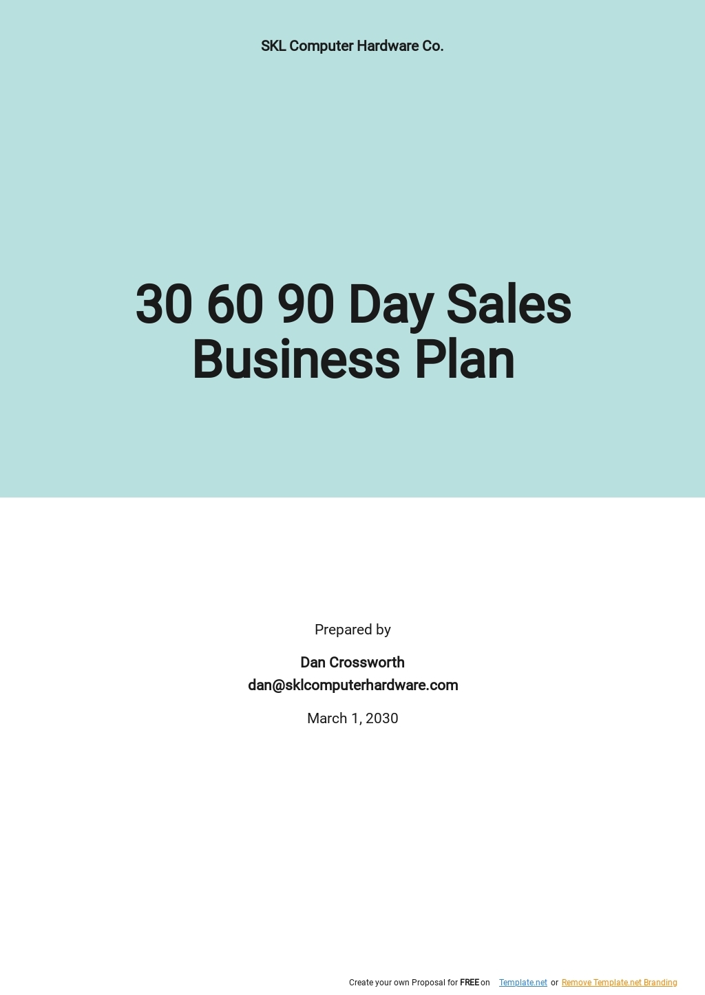 30 60 90 Day Sales Business Plan Template Google Docs Word Apple