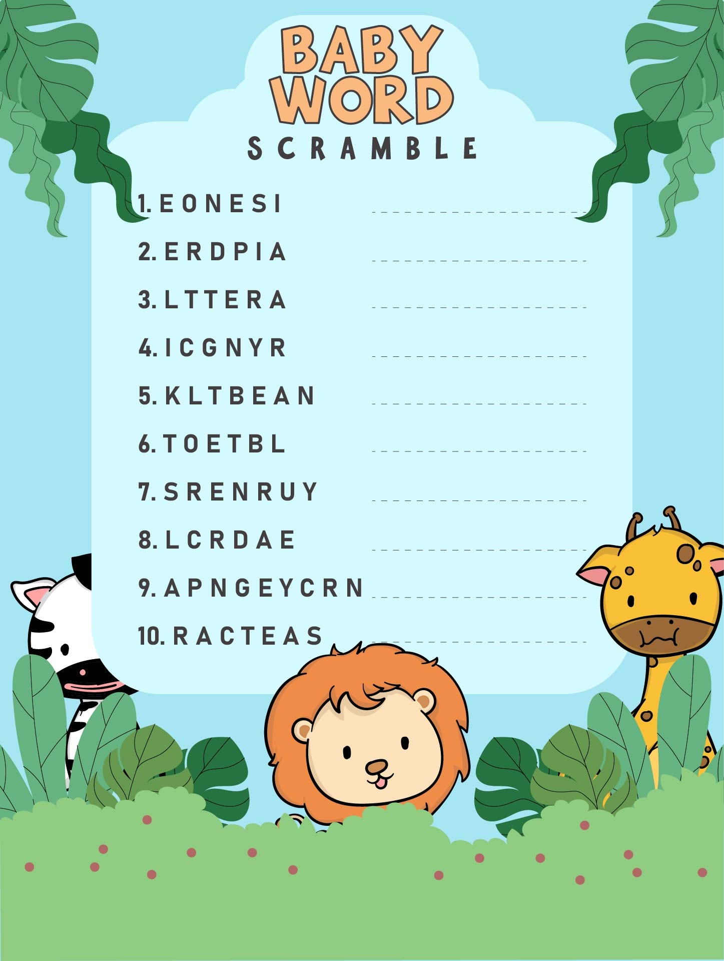 free printable baby games for baby shower
