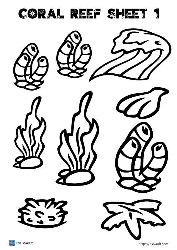 4 Free Printable Coral Reef Cutouts ESL Vault
