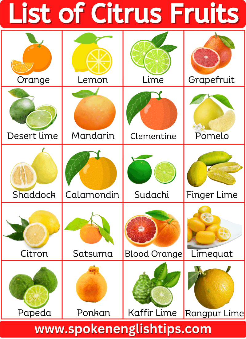40 List Of Citrus Fruits Name With Pictures Citrus Fruit List Fruit 