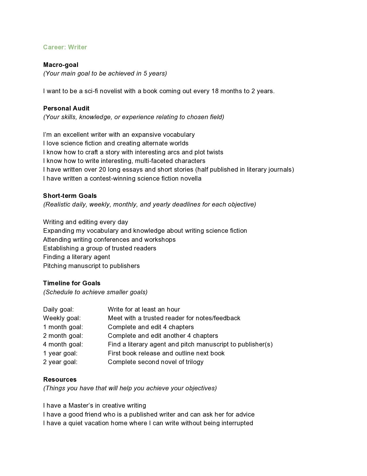 5 year plan template free