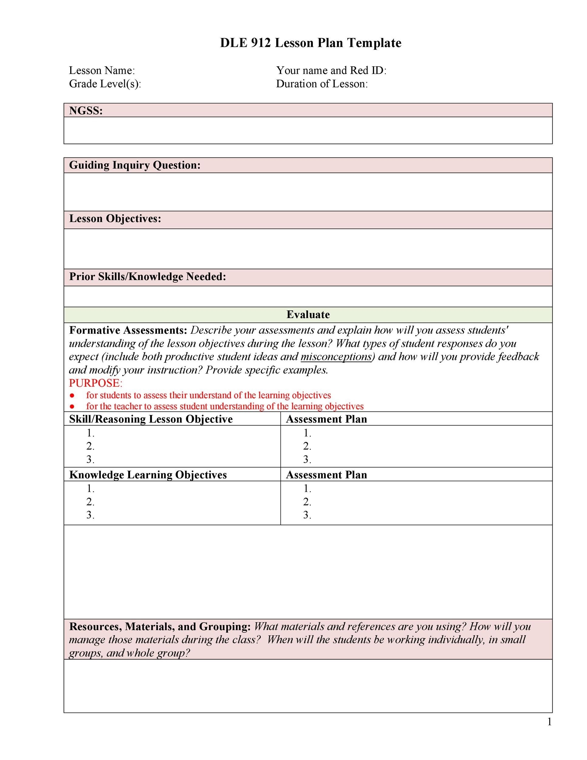 44 FREE Lesson Plan Templates Common Core Preschool Weekly 
