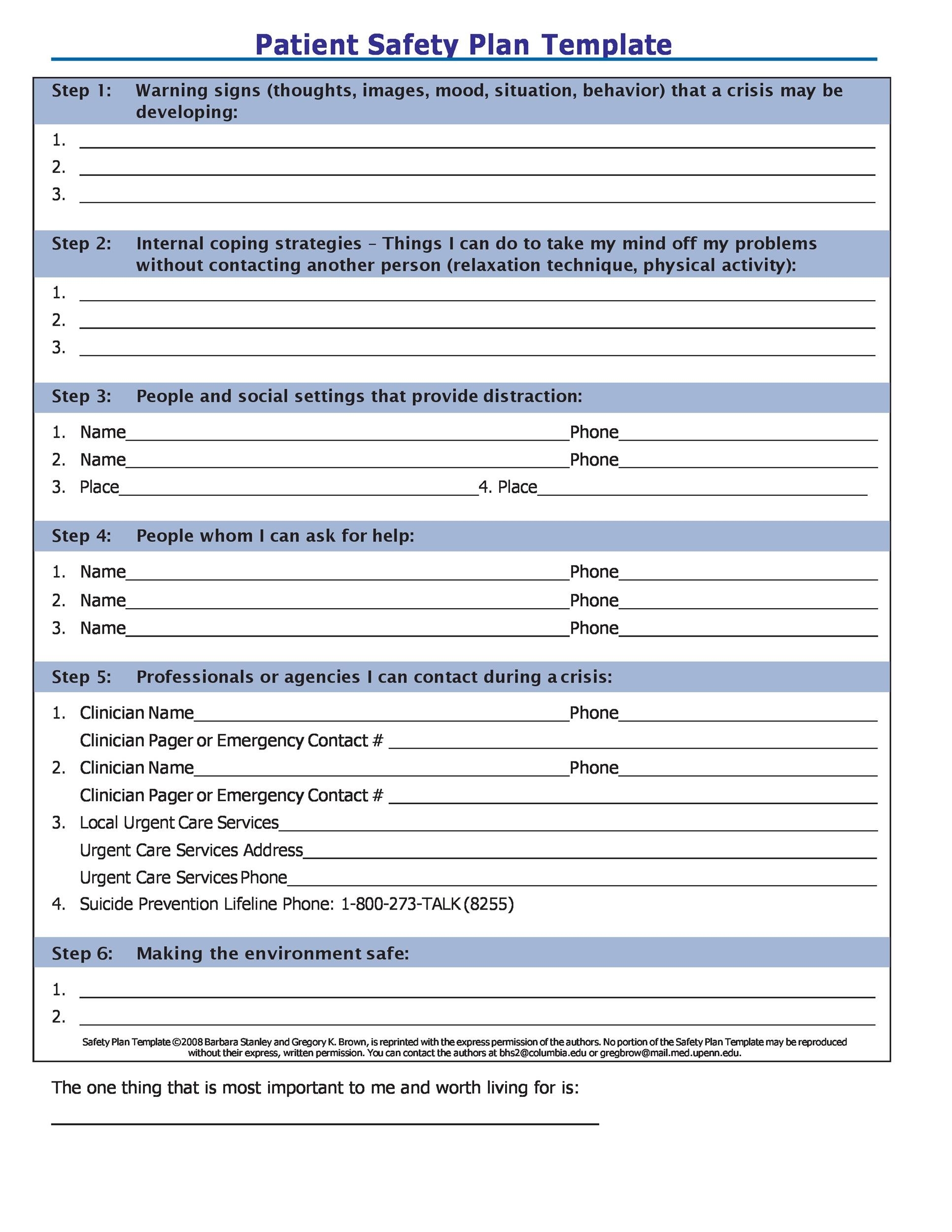 safety plans template