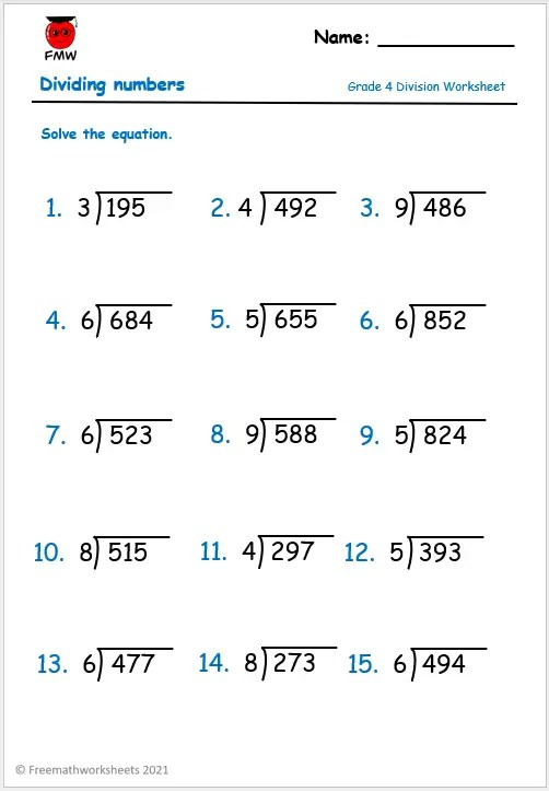 4th grade math worksheets division