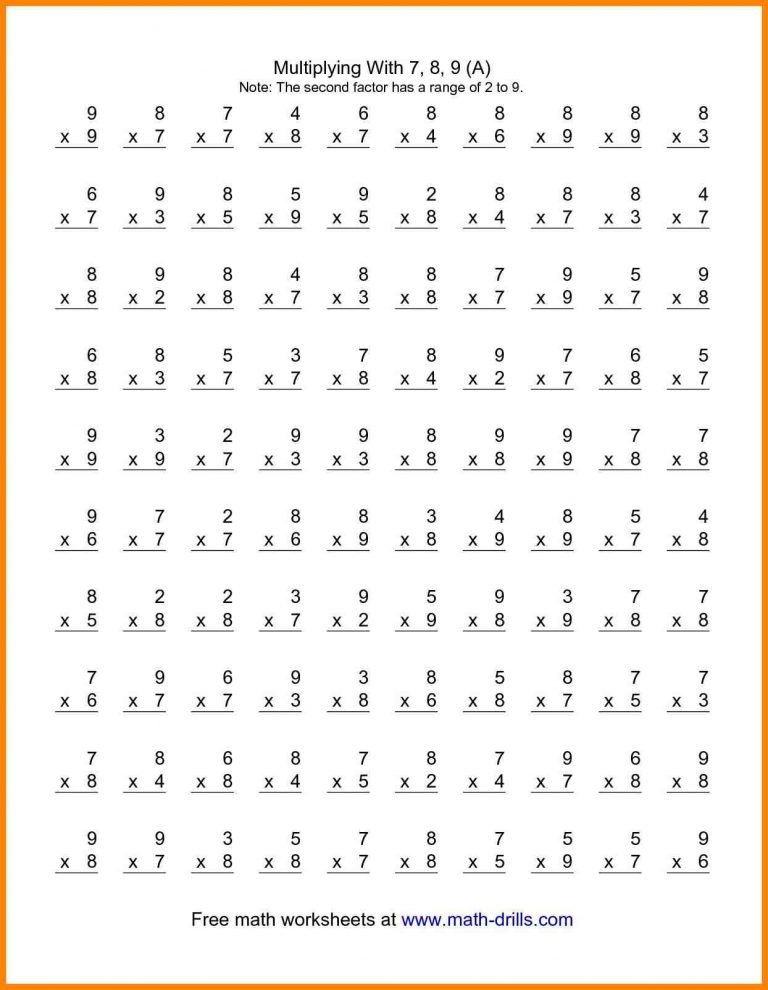 4th grade math facts worksheets