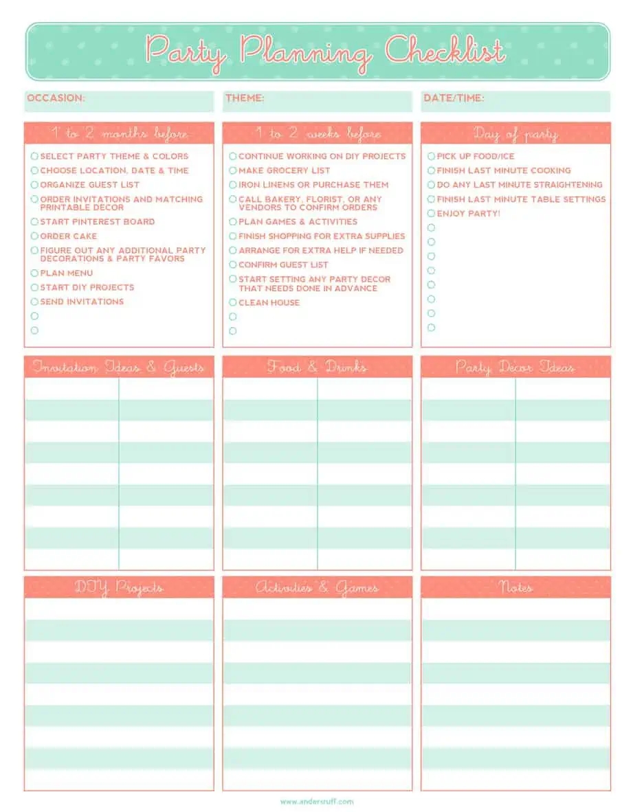 5 Party Planning Templates Excel Xlts