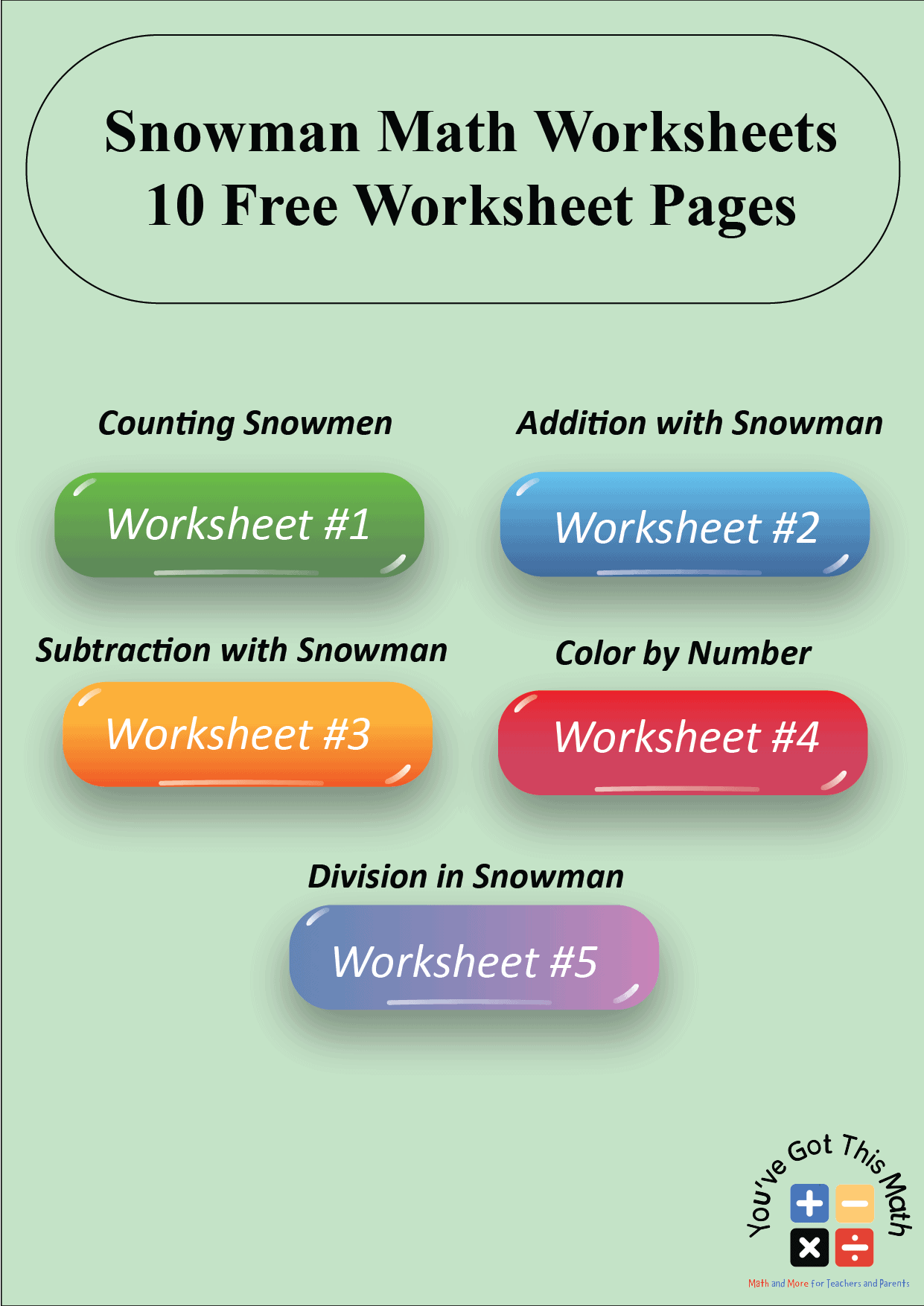 snowman math worksheets