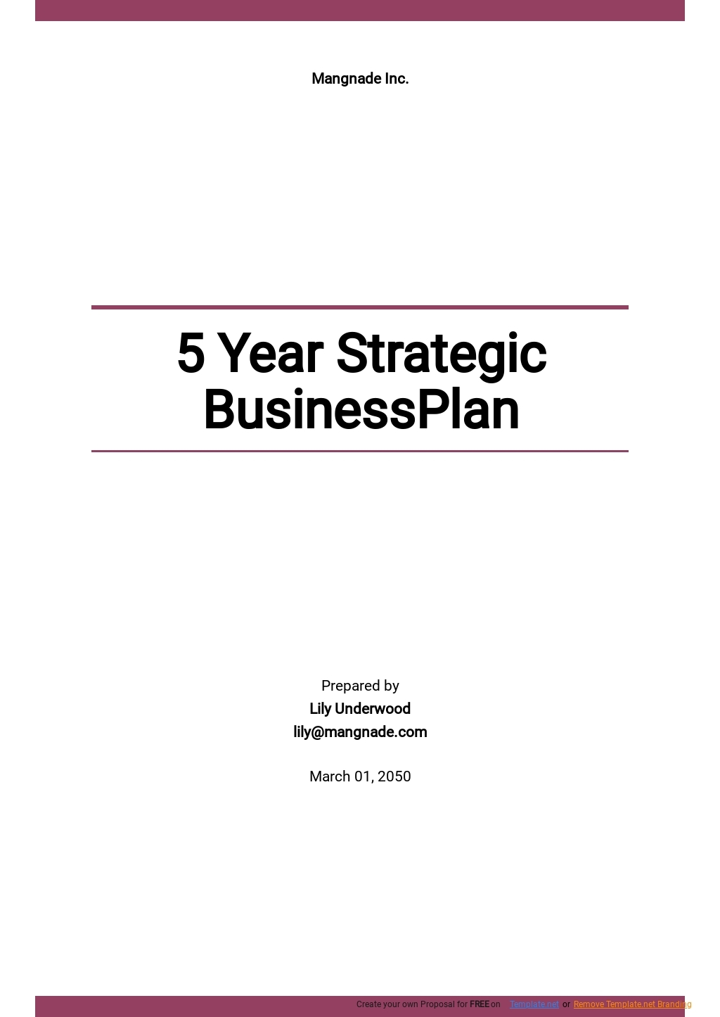 5 Year Strategic Business Plan Template Google Docs Word Apple