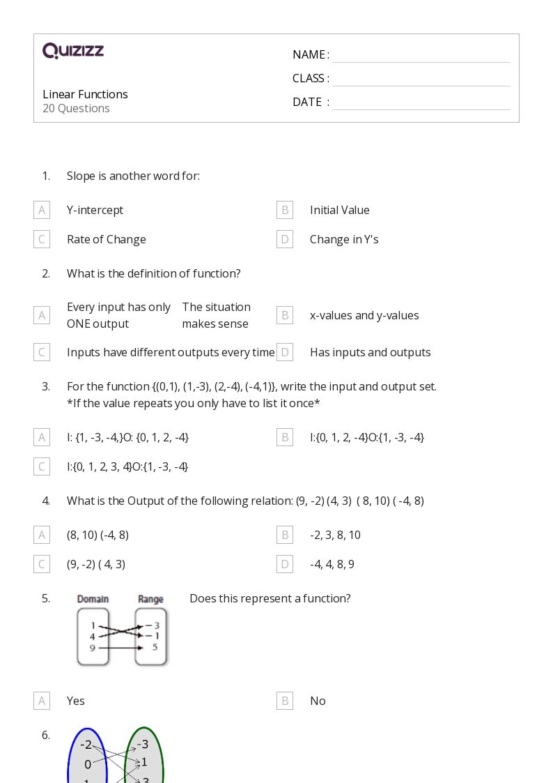 50 Functions Worksheets For 8th Class On Quizizz Free Printable 