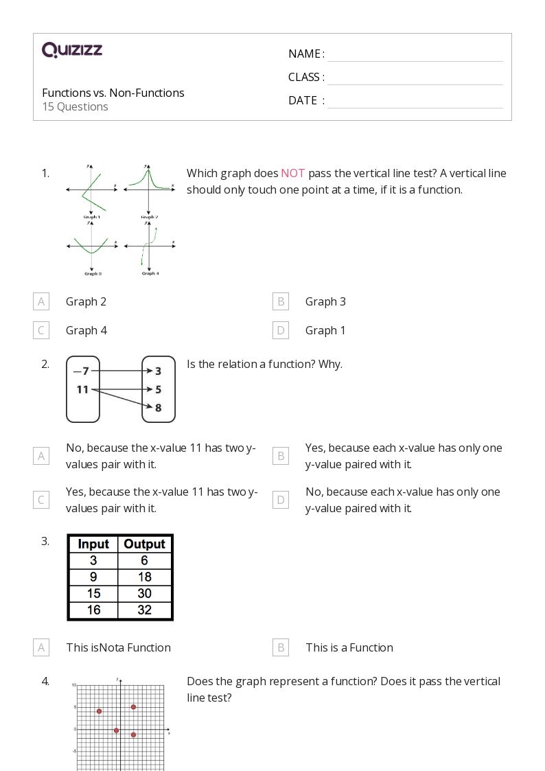 50 Functions Worksheets For 8th Grade On Quizizz Free Printable 