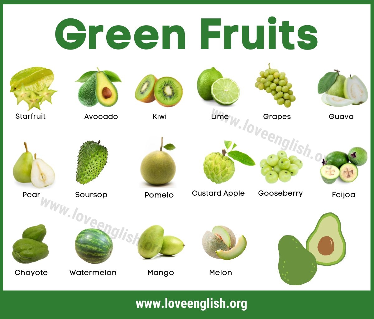 50 Green Fruit Names You Didn 39 t Know About Love English
