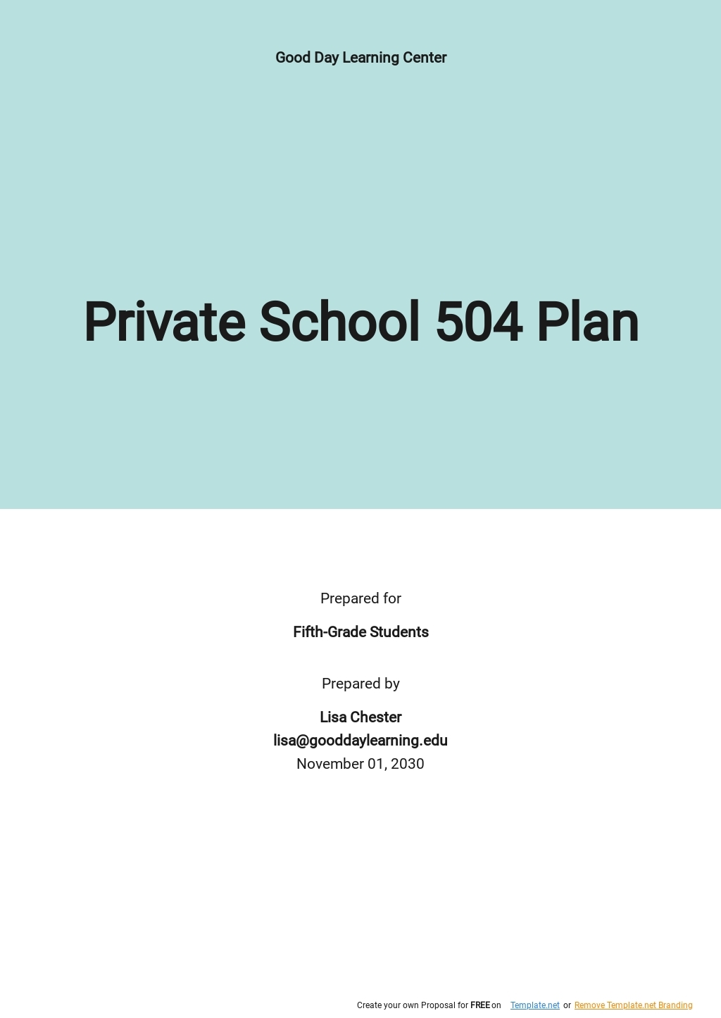 504 Plan PDF Templates Free Download Template