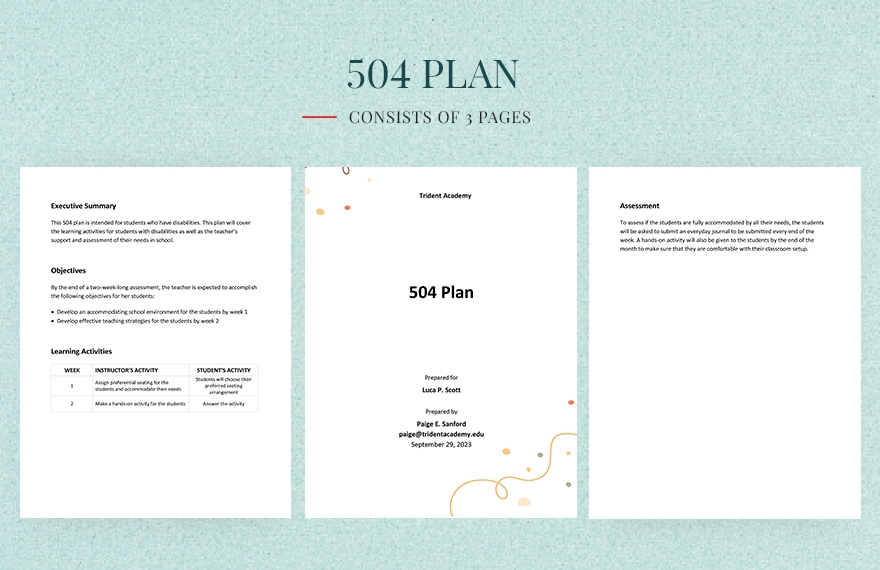 504 plan template pdf