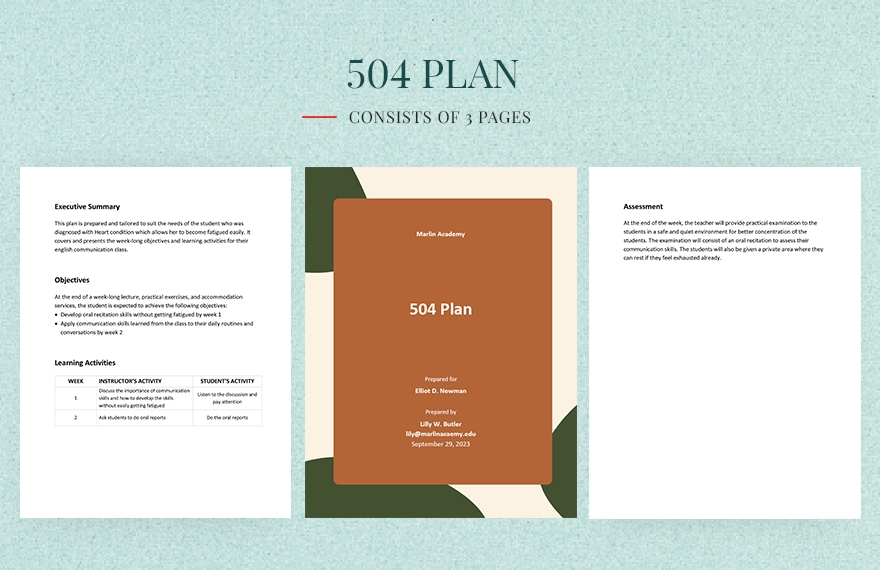 504 Plan Templates In PDF FREE Download Template