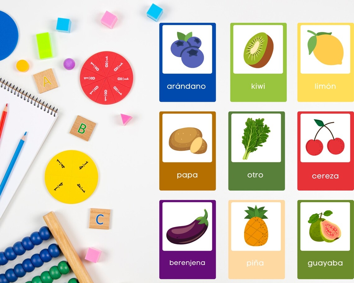 55 Fruit Vegetable Cards Montessori Flashcards Pre school Cards 