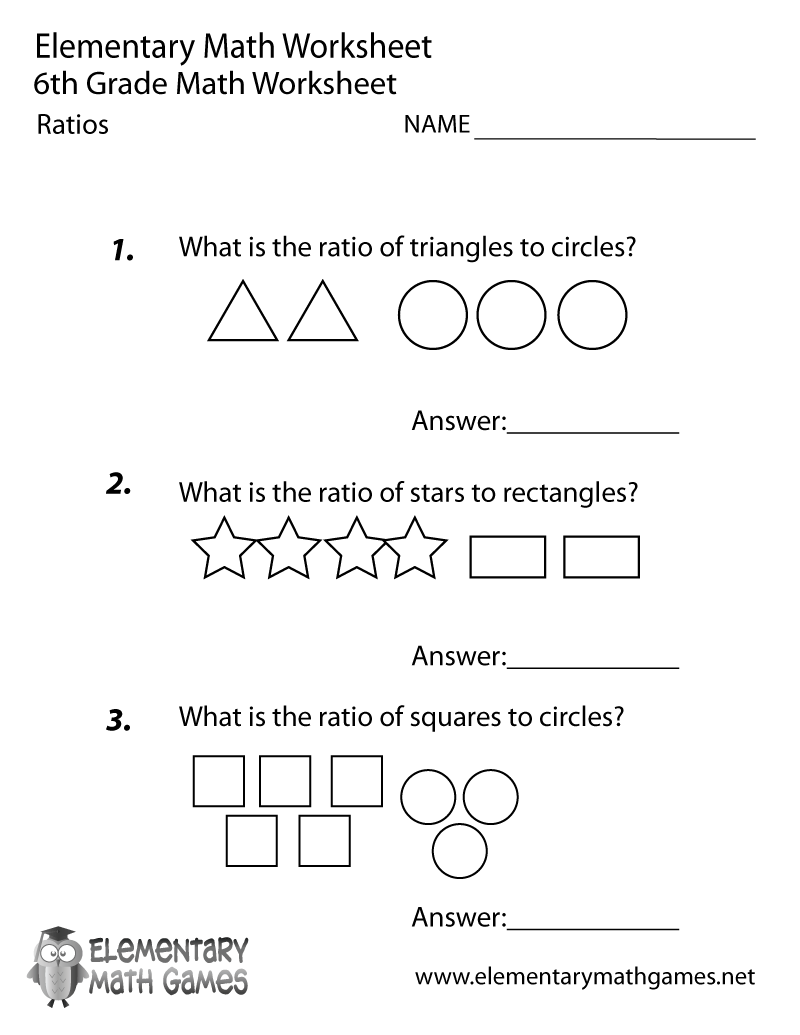 6Th Grade Math Ratios And Rates Worksheets Printable PDF Template