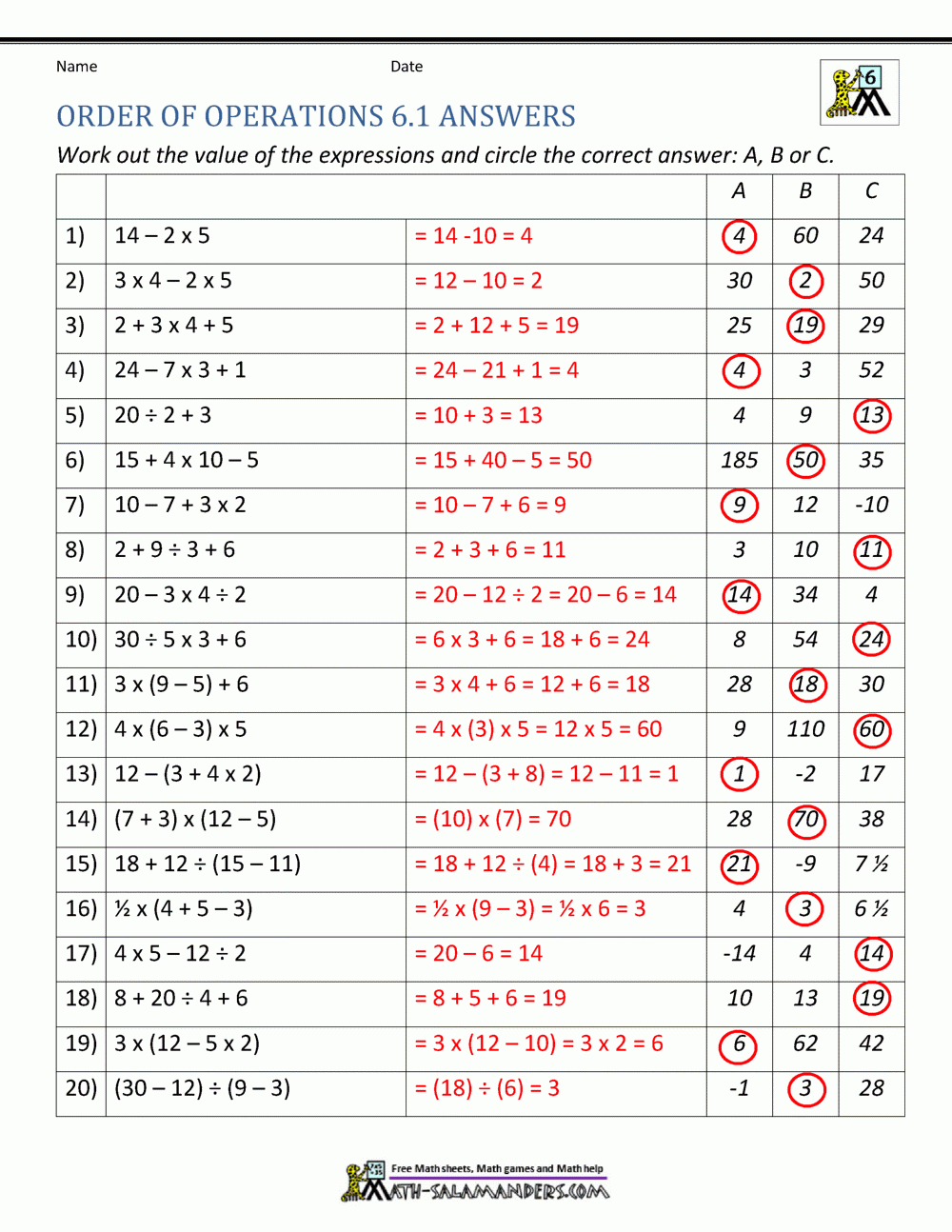 6th Grade Multiplication Worksheets With Answer Key Worksheets Library
