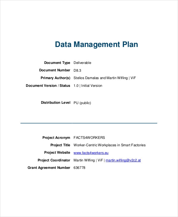 7 Data Management Plan Templates Free Sample Example Format Download