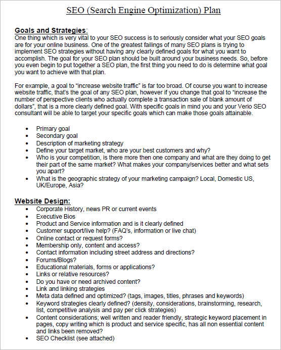 seo planning template