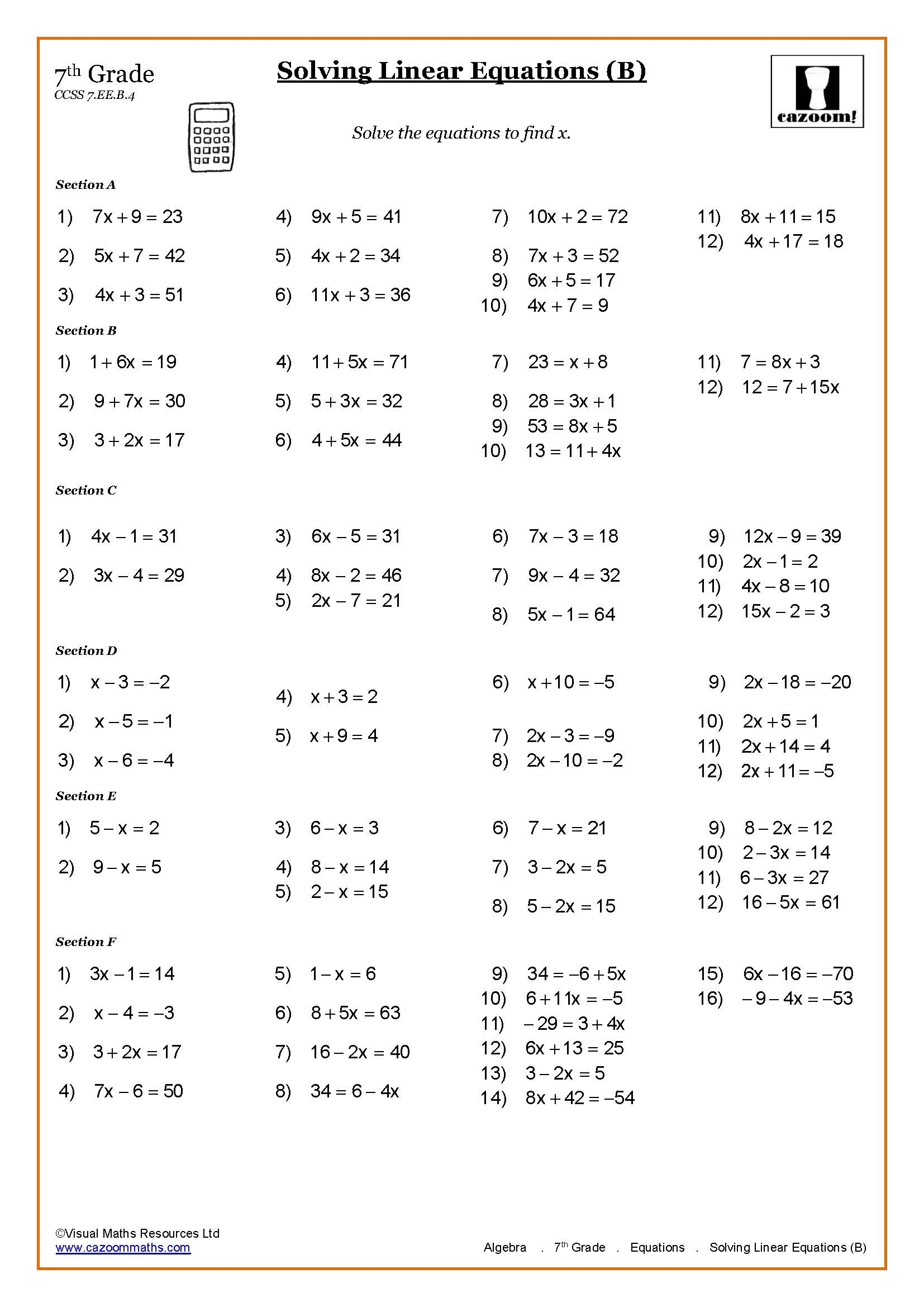 7th Grade Math Printable Worksheets Printable Worksheets