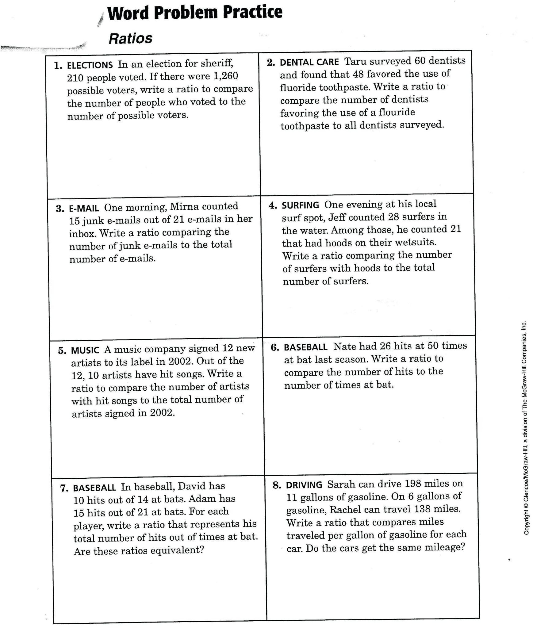 7Th Grade Math Word Problems Worksheets