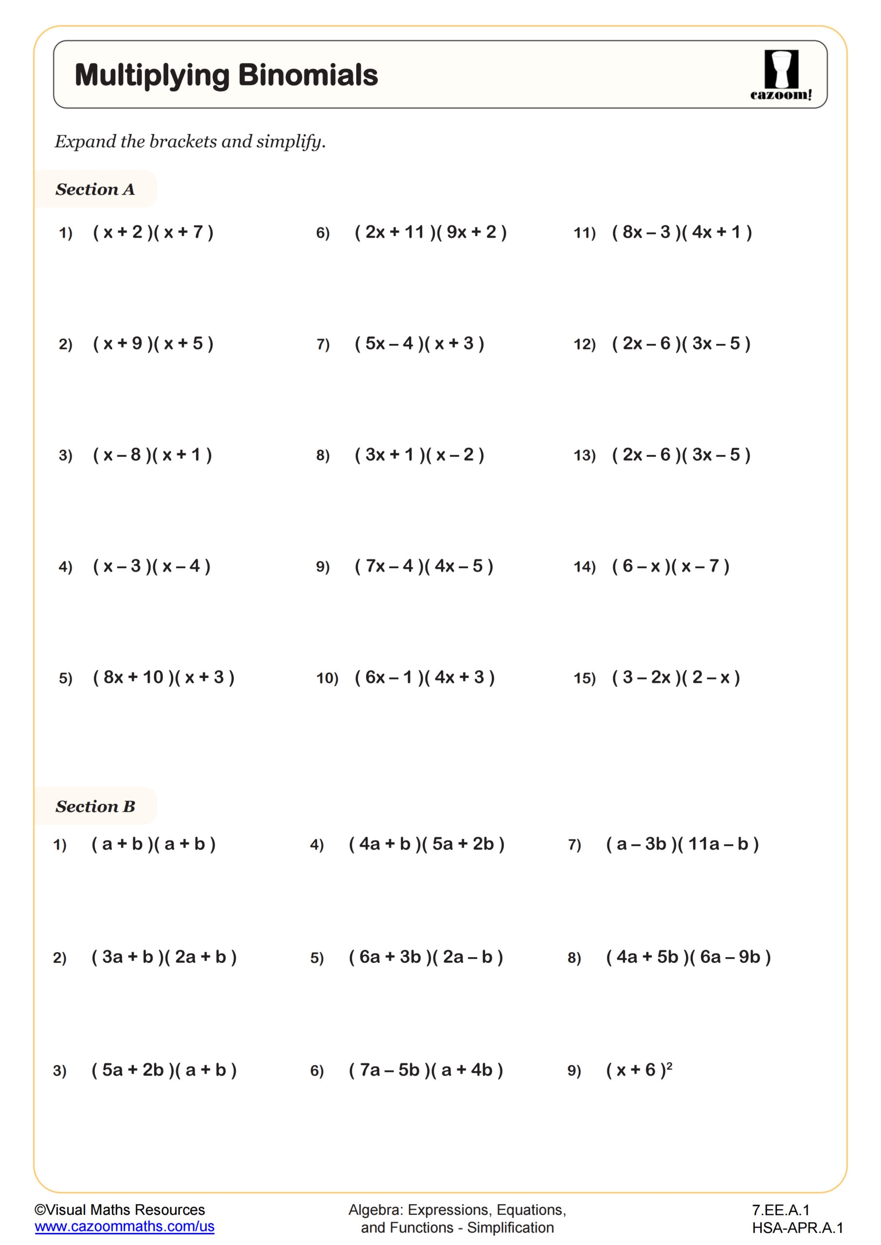 7th math worksheets