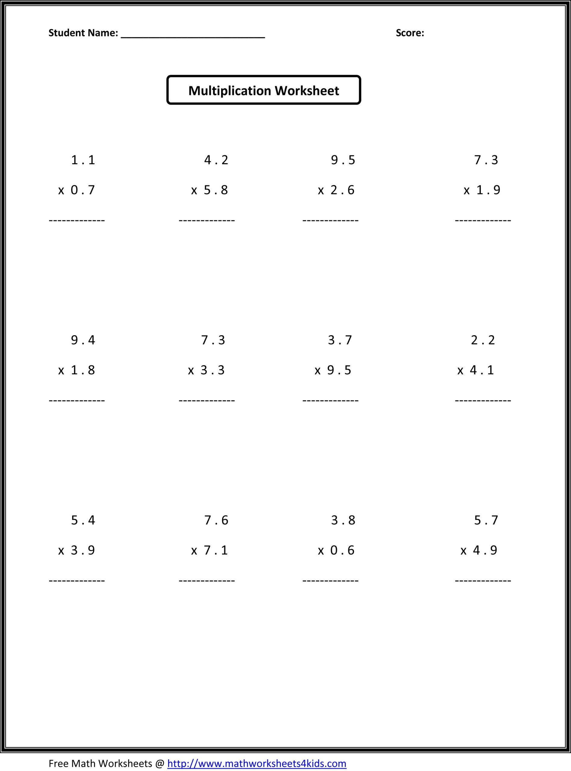 7 th grade math worksheets