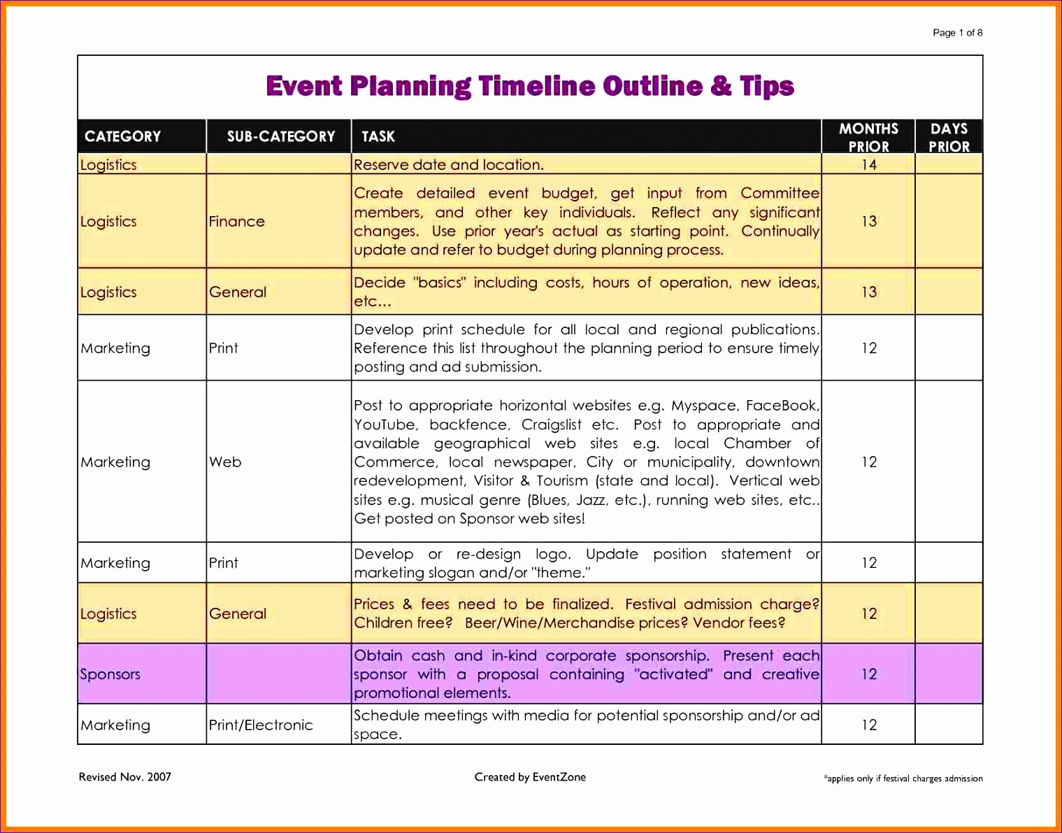 event planning template excel free